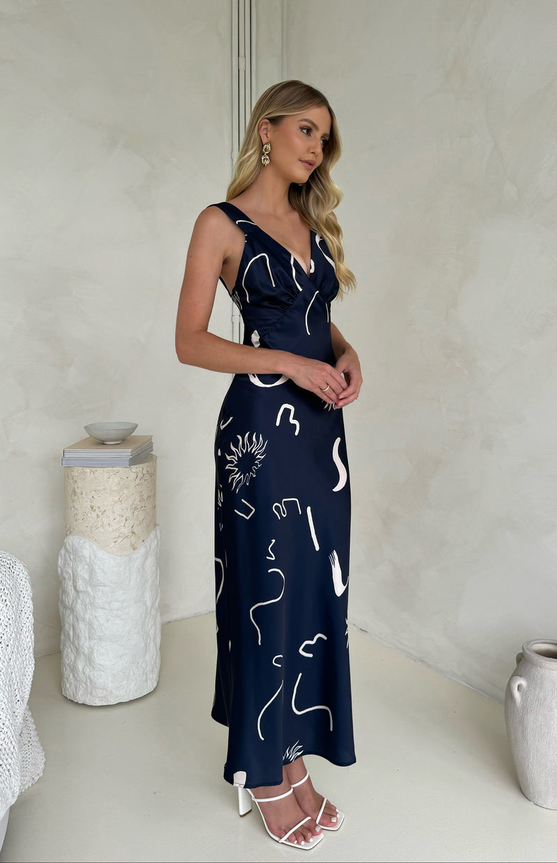 LOLA DRESS - NAVY PRINT